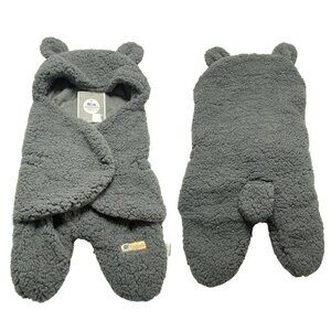 BLUE SNAIL Baby Receiving Blanket Fuzzy Bear Gray NWT OS 10-40